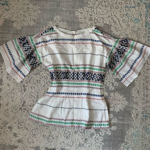 Joie Cotton embroidered flounce peplum blouse